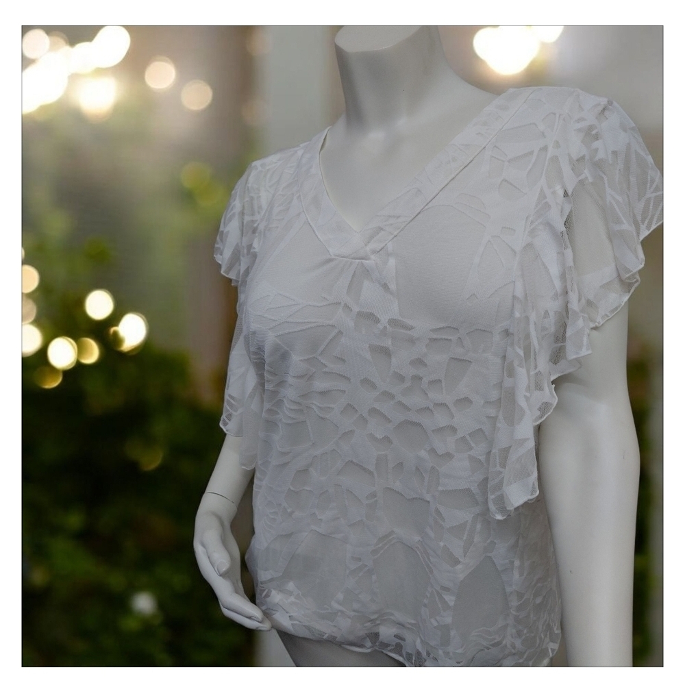 Alfani White Textured Blouse